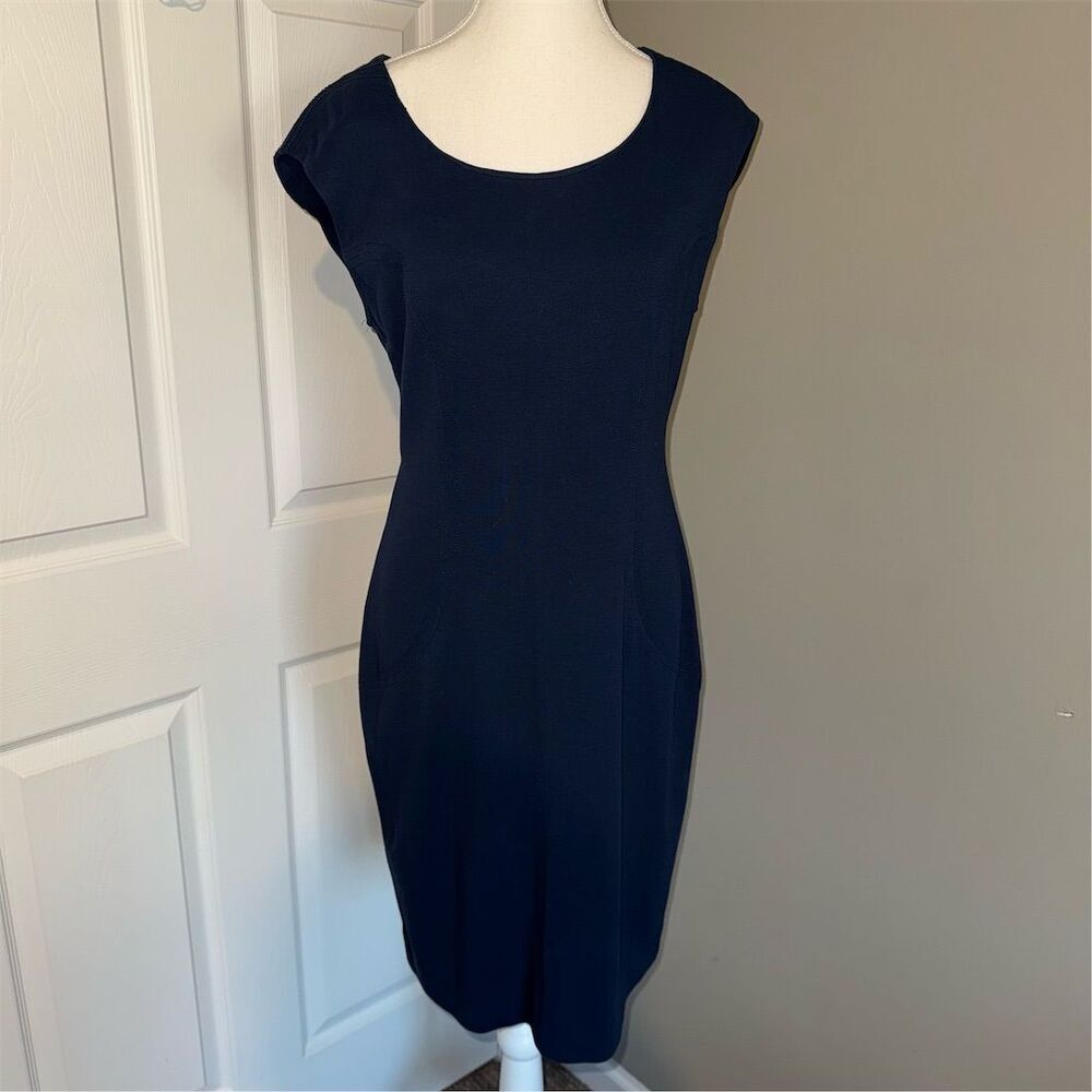 Diane Von‎ Furstenberg Manette Women's Size 12 Navy Blue Sheath Body Con Dress